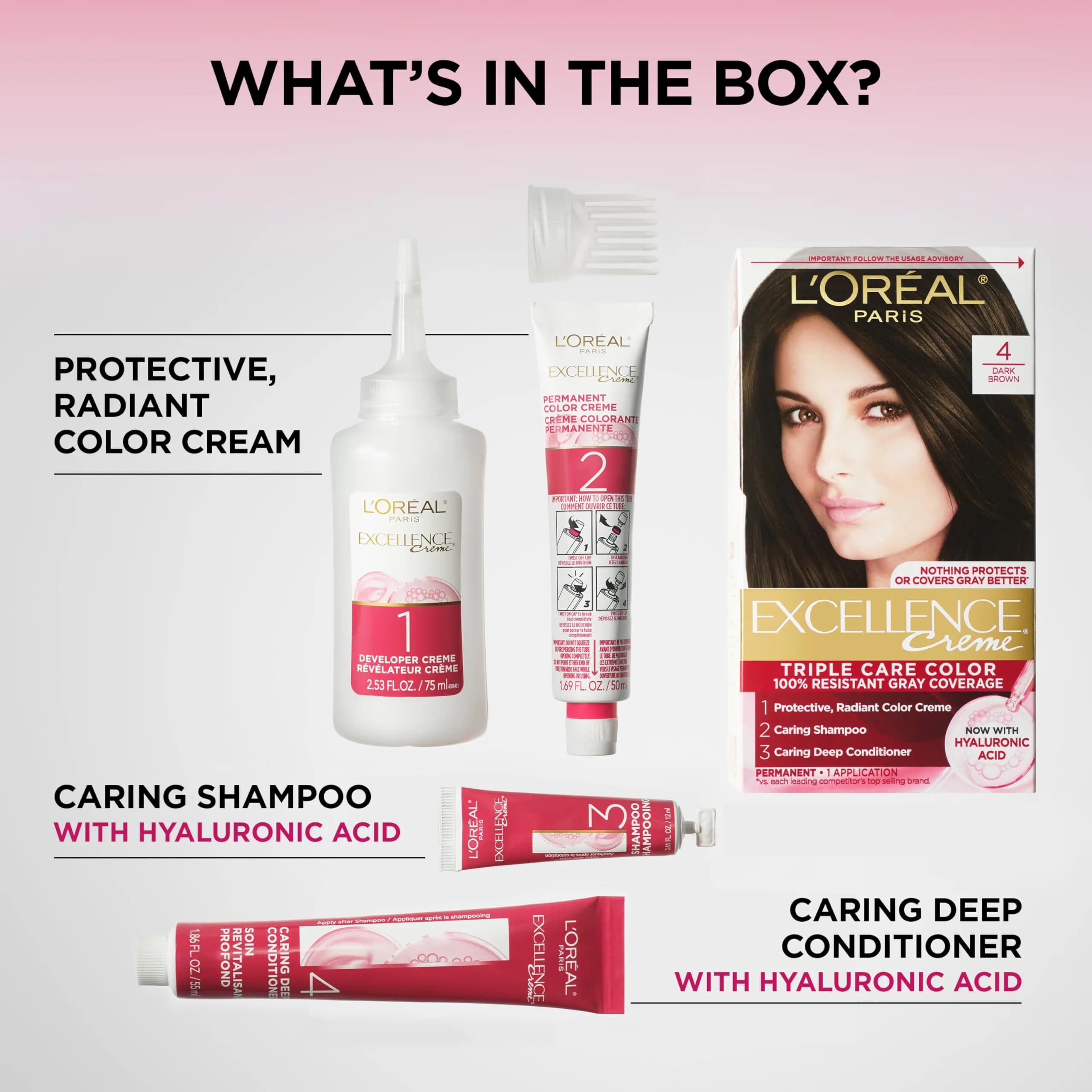 L'Oreal Paris Excellence Crème Permanent Hair Dye Dark Chocolate Brown | Triple Care Color Routine with Hyaluronic Acid - view 8