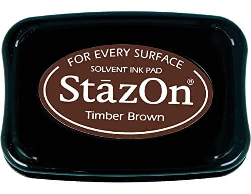 Tsukineko StazOn Stamp Pad, Brown, L | Solvent-Based Ink for Non-Porous Surfaces thumbnail 1