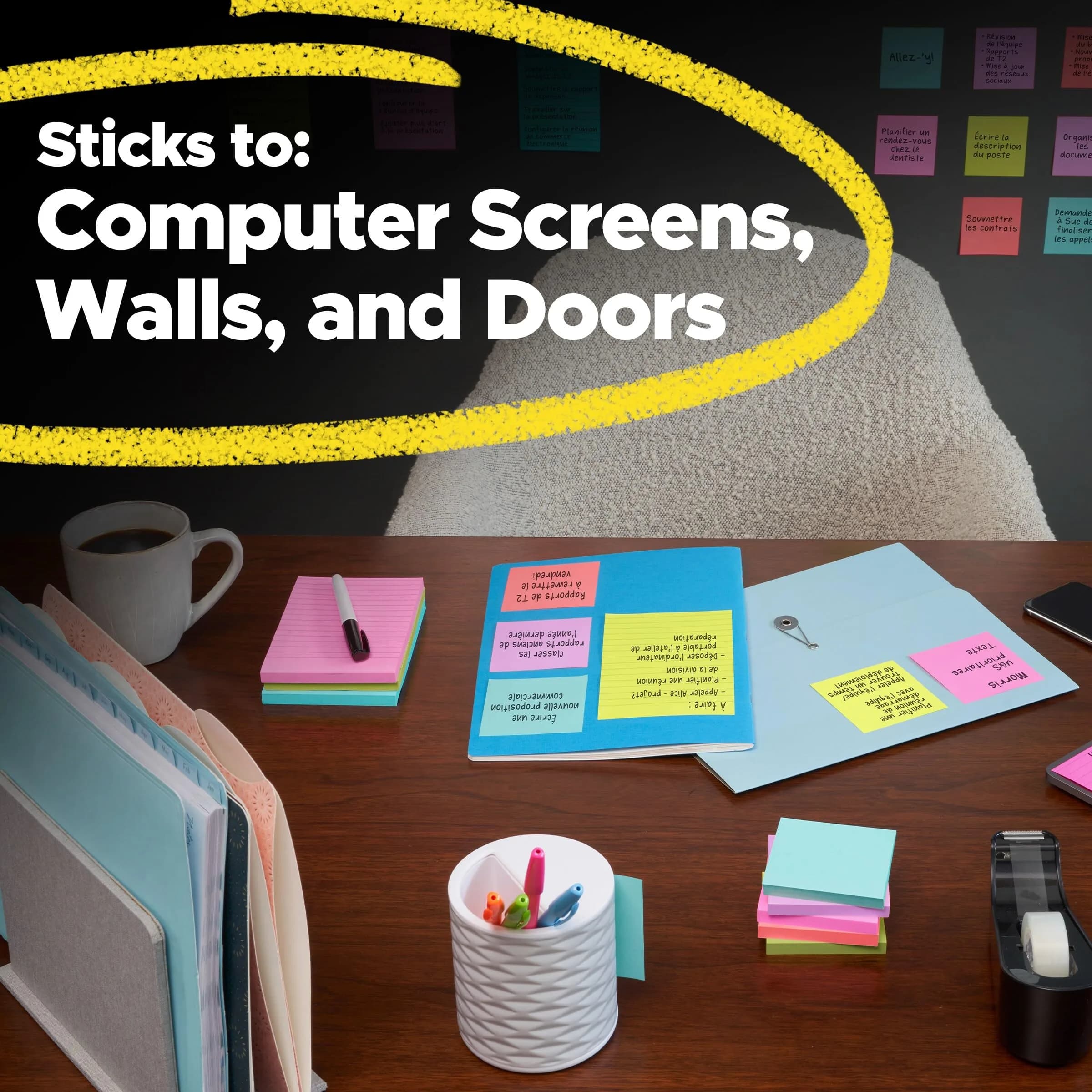 Post-it Super Sticky Notes 3x3 Inch, Energy Boost Collection, 6 Pads | 2X Sticking Power - view 8