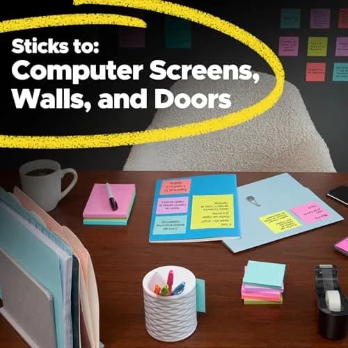 Post-it Super Sticky Notes, 3 x 3 in, Neon Fizz, 6 Pads, 70 Sheets/Pad | 2X Sticking Power thumbnail 8