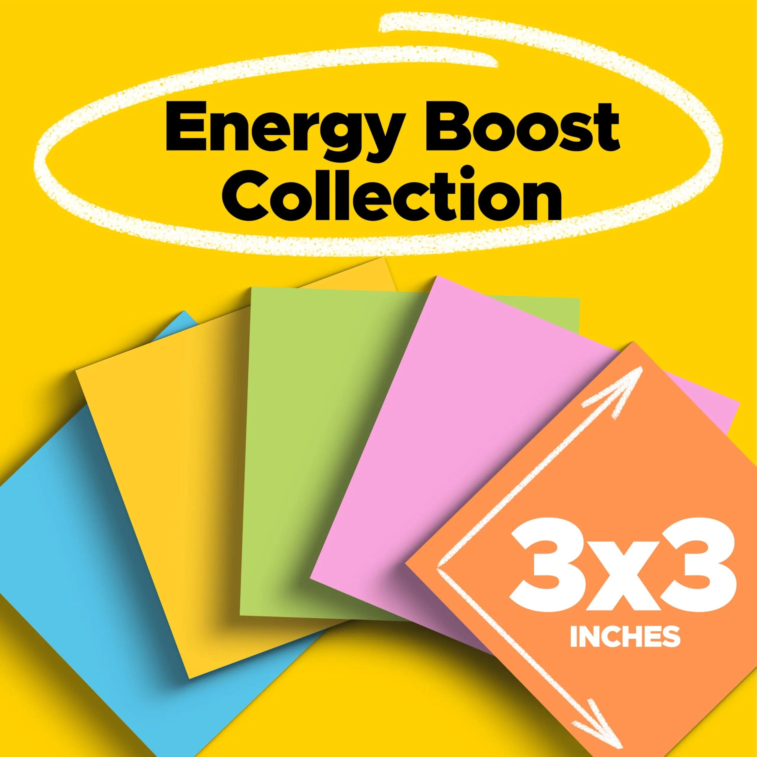 Post-it Super Sticky Notes 3x3 Inch, Energy Boost Collection, 6 Pads | 2X Sticking Power - view 2