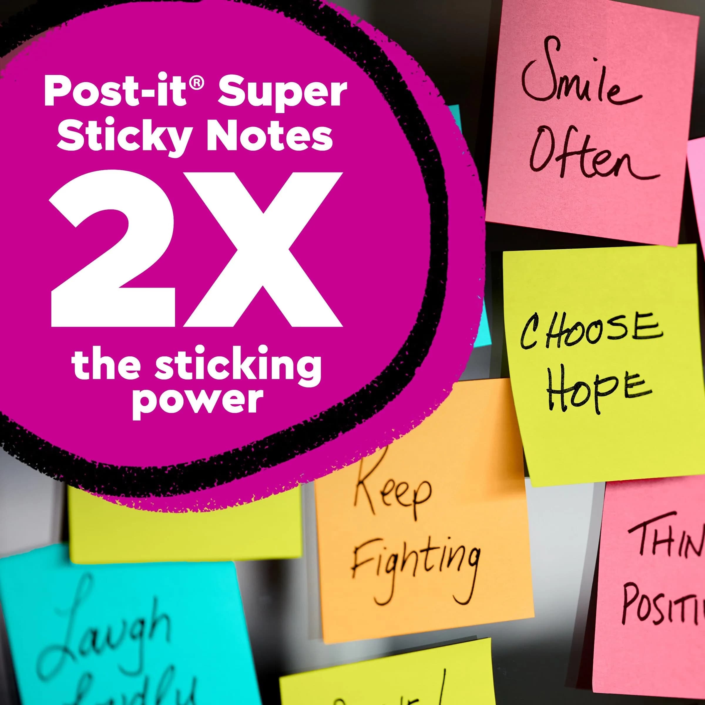 Post-it Super Sticky Notes 3x3 Inch, Energy Boost Collection, 6 Pads | 2X Sticking Power - view 3