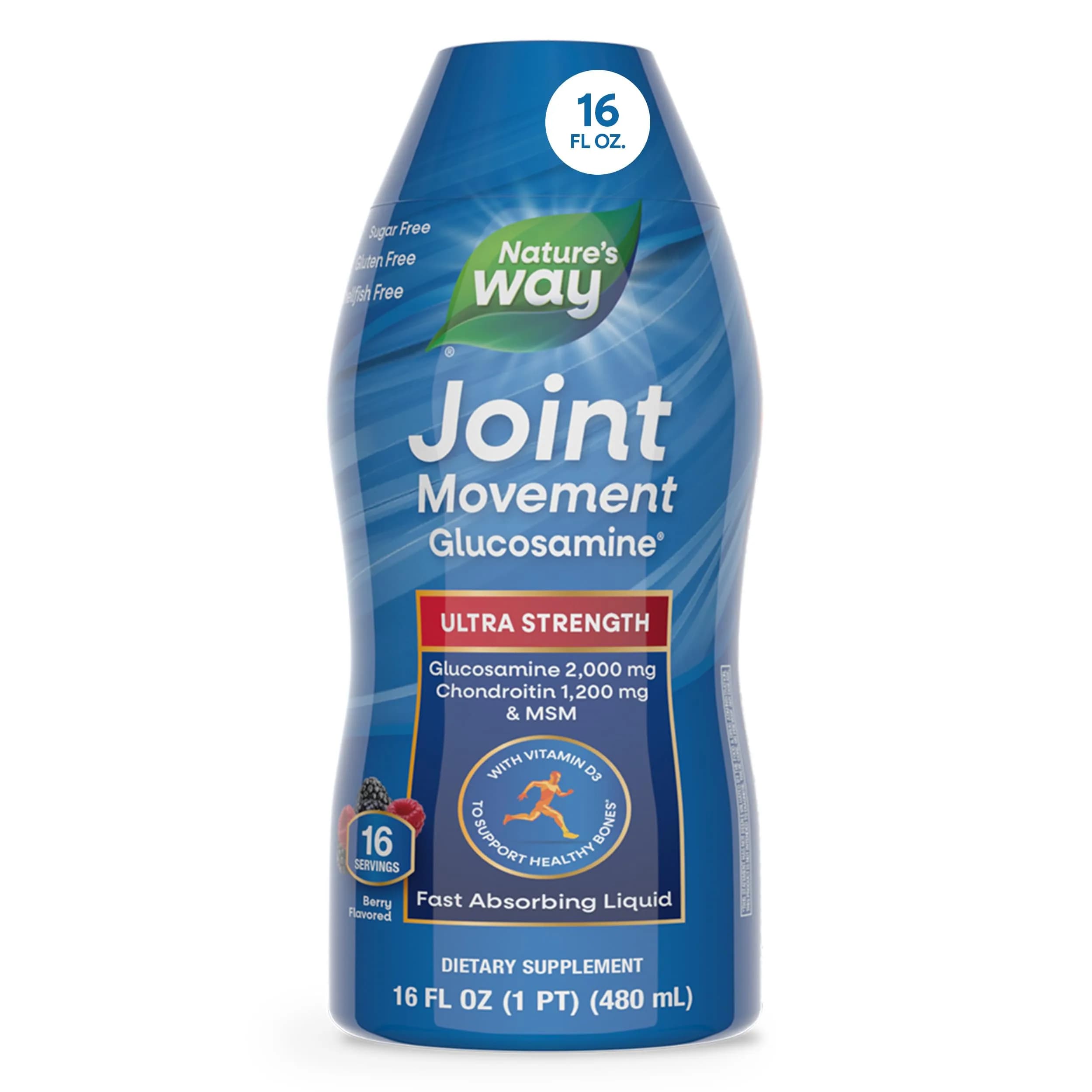 Nature's Way Joint Movement Glucosamine Liquid, Chondroitin, Berry, 473ml (16 Fl Oz) | Ultra-Strength Joint Support Formula - main product image