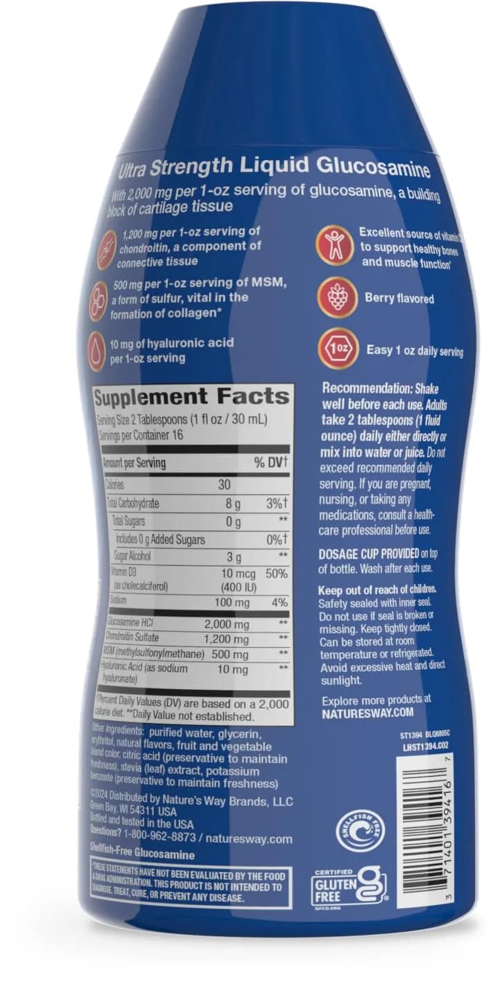 Nature's Way Joint Movement Glucosamine Liquid, Chondroitin, Berry, 473ml (16 Fl Oz) | Ultra-Strength Joint Support Formula - view 9