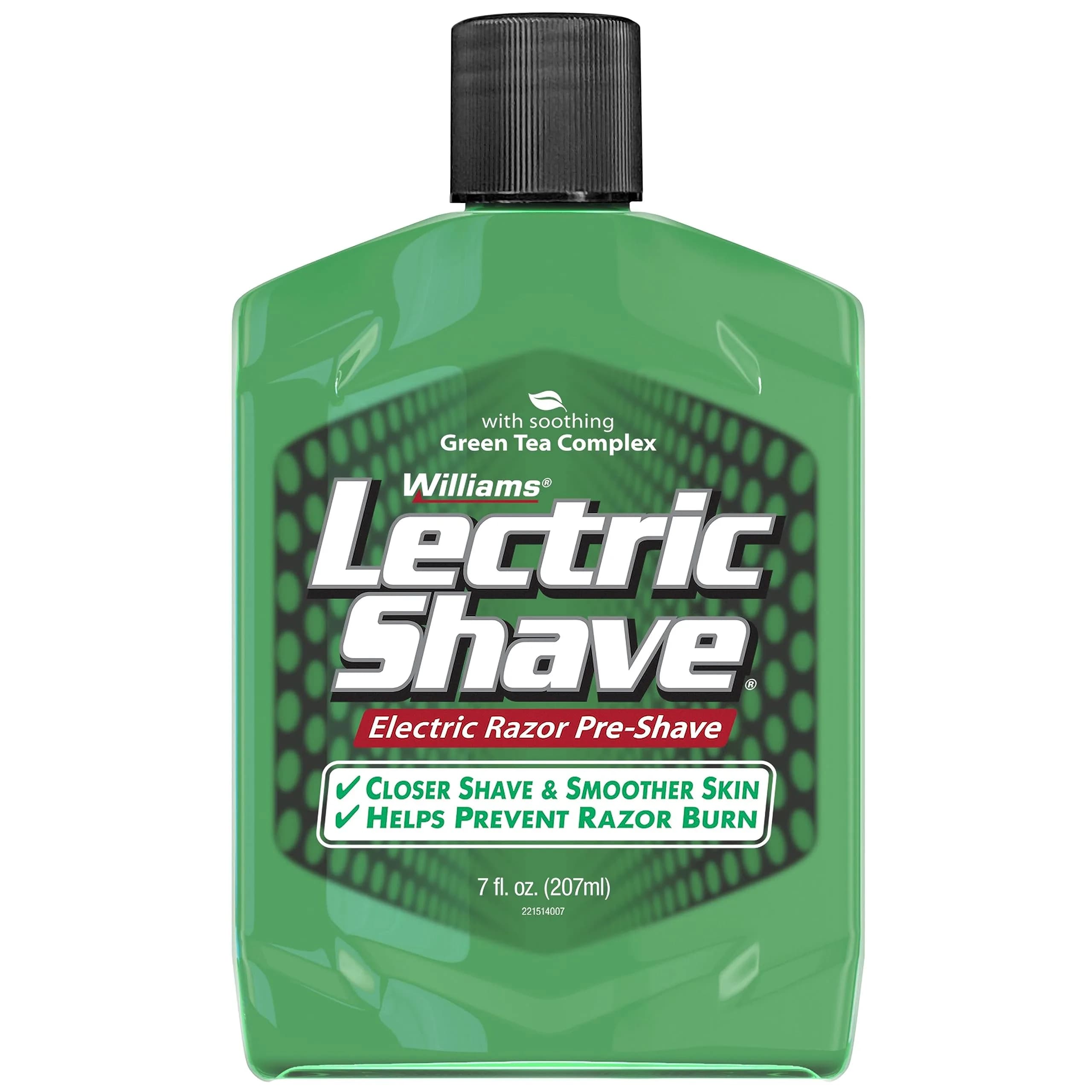 Williams Lectric Shave Pre-Shave with Green Tea Complex 207ml (7 Fl Oz) | Closer Shave, Smoother Skin — green