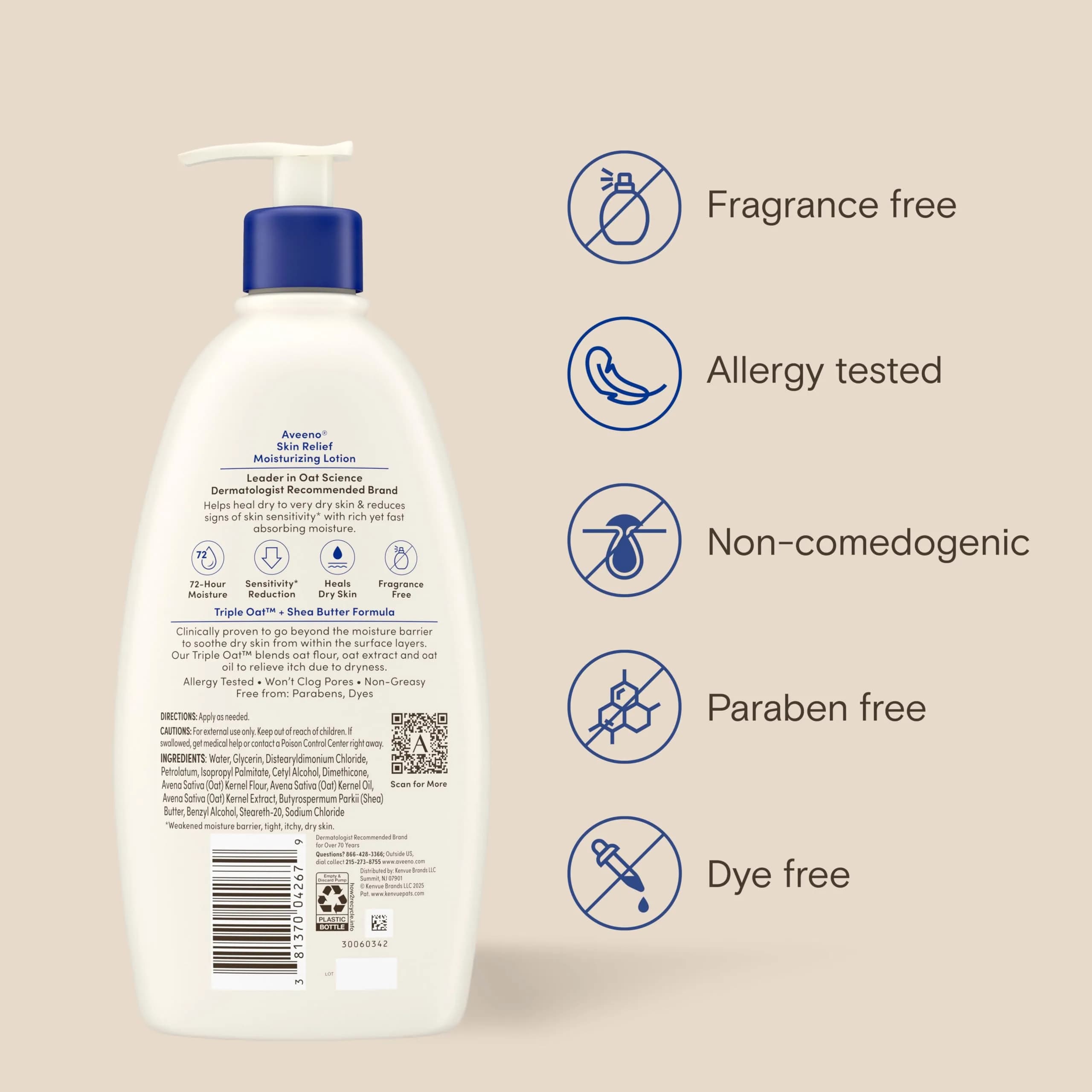 Aveeno Skin Relief Moisturizing Body Lotion 532ml (18 Fl Oz) | Fragrance-Free for Very Dry, Sensitive Skin - view 9