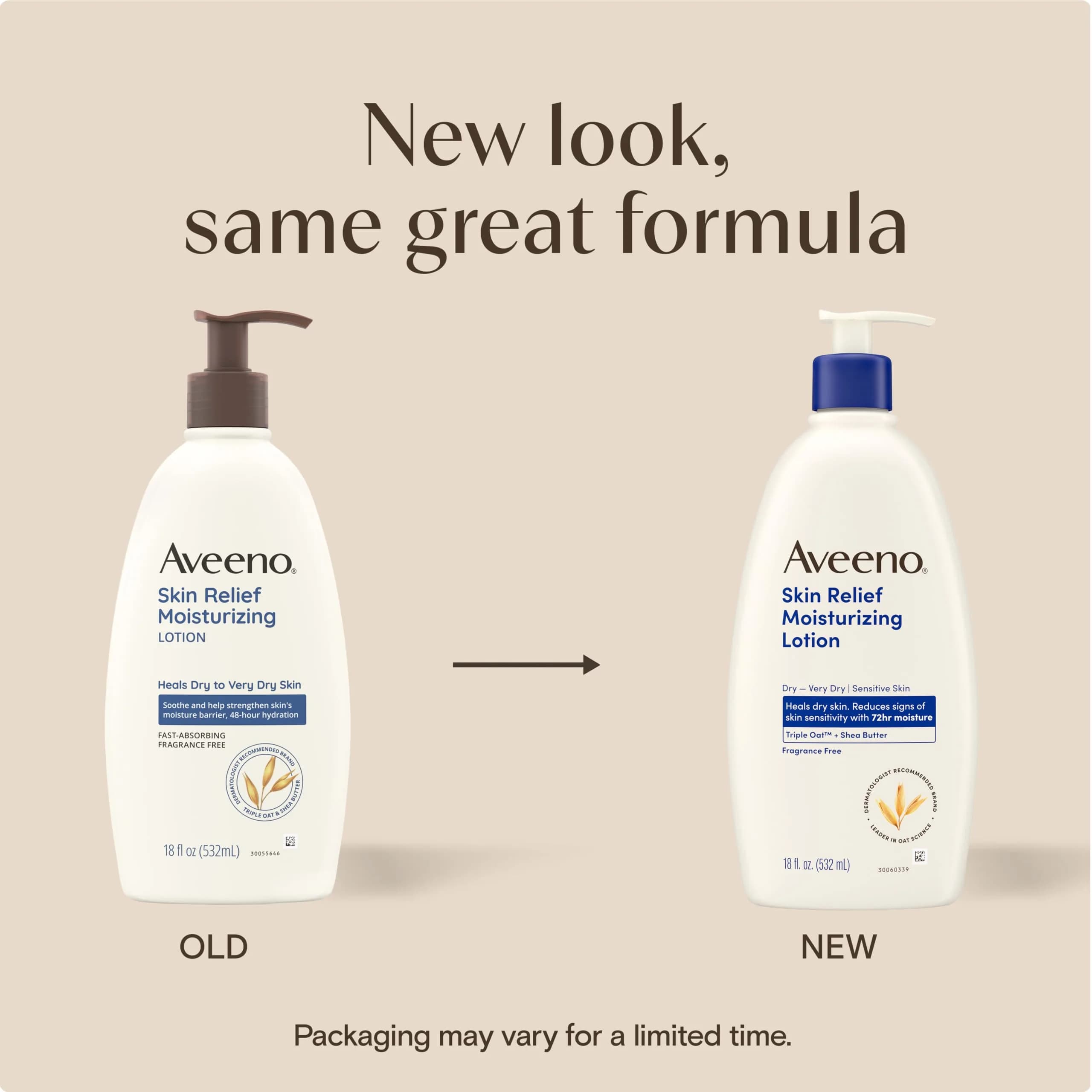 Aveeno Skin Relief Moisturizing Body Lotion 532ml (18 Fl Oz) | Fragrance-Free for Very Dry, Sensitive Skin - view 2