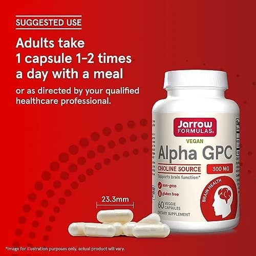 Jarrow Formulas Alpha GPC 300mg Veggie Capsules | Supports Brain Function thumbnail 7