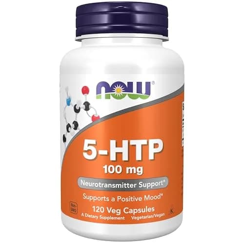 NOW Foods 5-HTP 100 mg Neurotransmitter Support 120 Veg Capsules | Supports Mood & Sleep — 120 Count (Pack of 1)