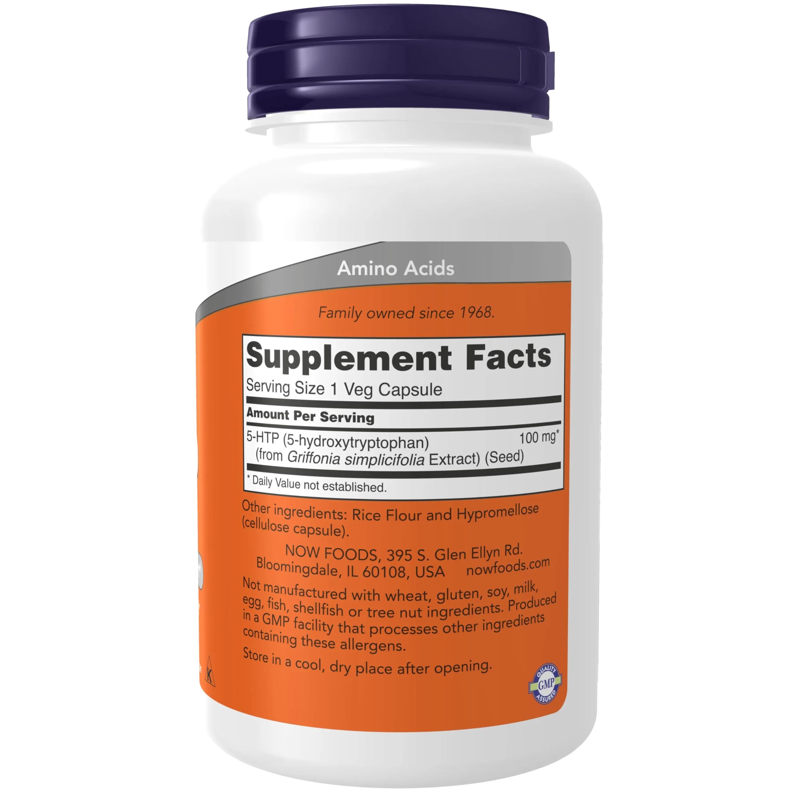 NOW Foods 5-HTP 100 mg Neurotransmitter Support 120 Veg Capsules | Supports Mood & Sleep - view 2