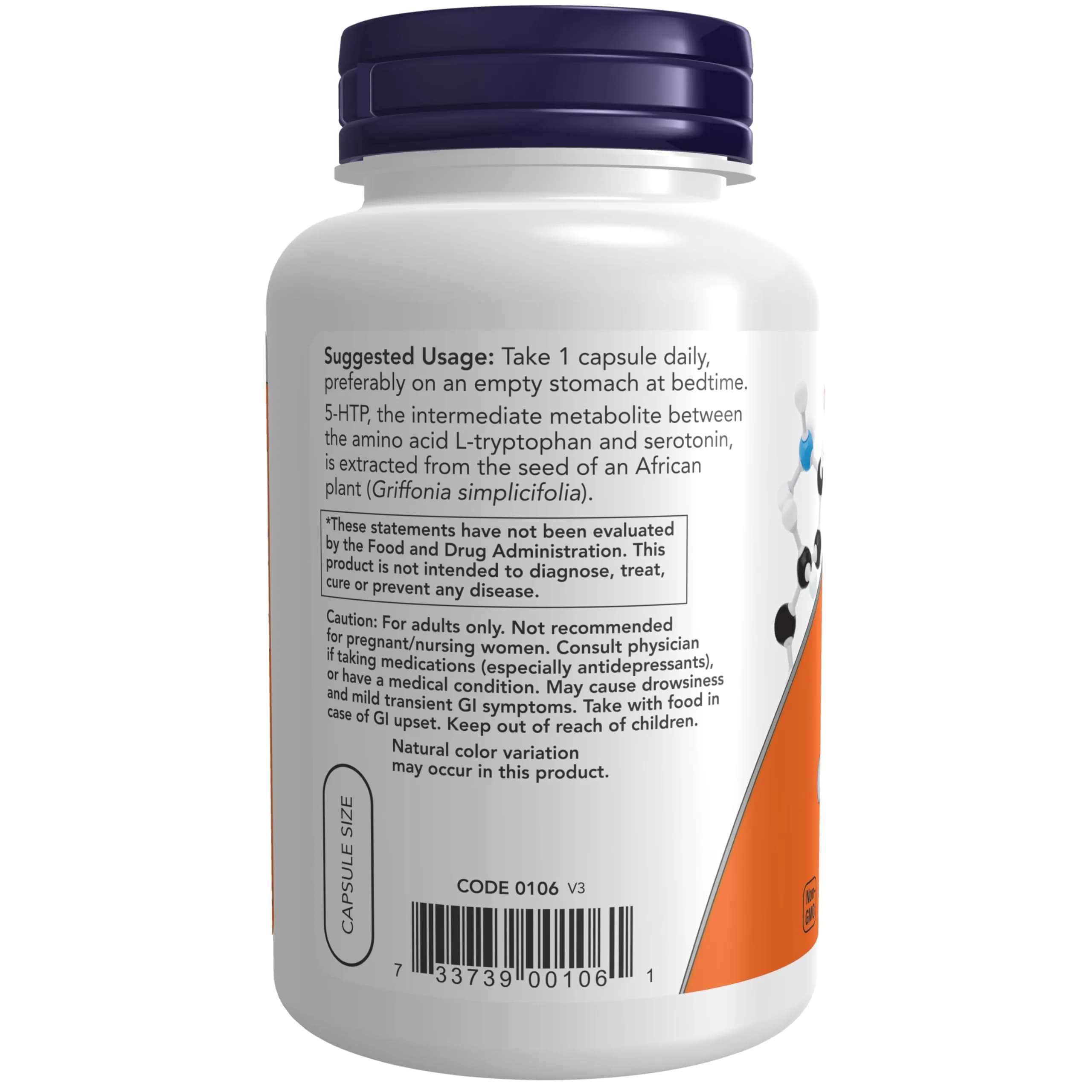 NOW Foods 5-HTP 100 mg Neurotransmitter Support 120 Veg Capsules | Supports Mood & Sleep - view 3