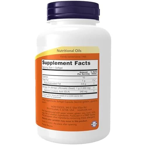 NOW Foods Borage Oil 1000 mg 240mg GLA Softgels 120 Count | Omega-6 Essential Fatty Acids thumbnail 2