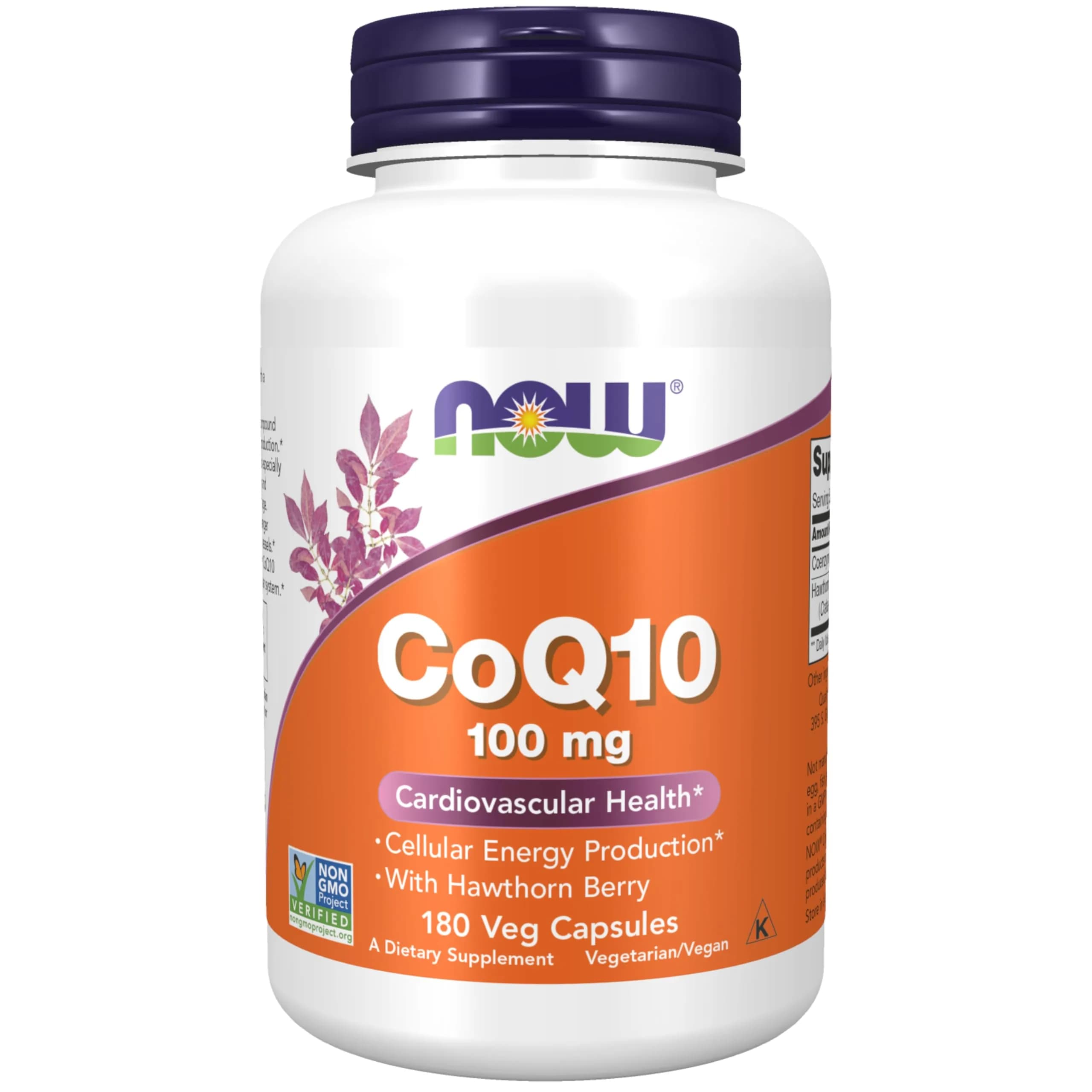NOW Foods CoQ10 100 mg Veg Capsules 180 Count | Cellular Energy Production with Hawthorn Berry - main product image