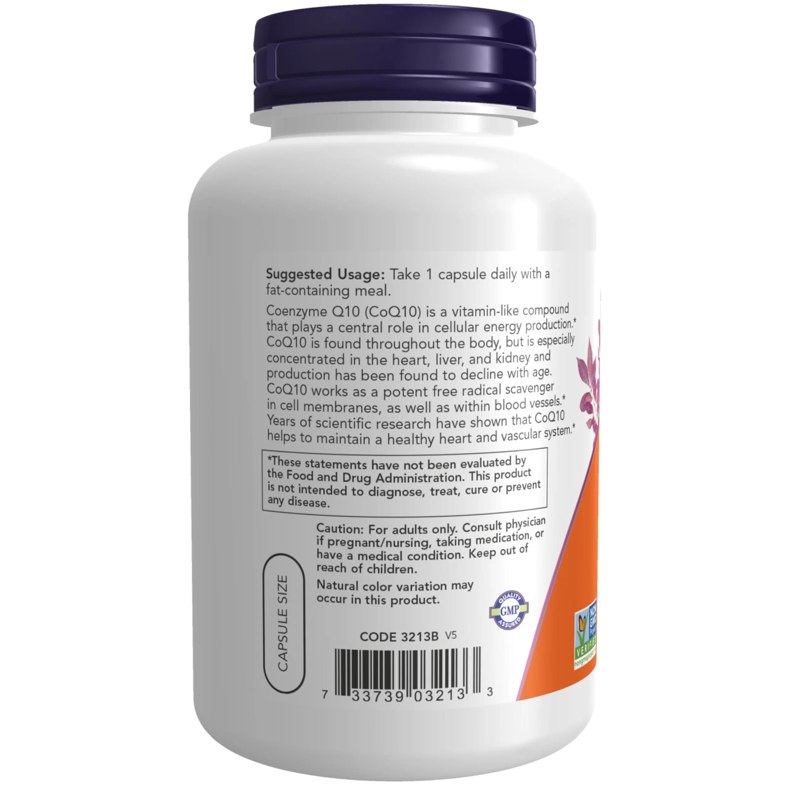 NOW Foods CoQ10 100 mg Veg Capsules 180 Count | Cellular Energy Production with Hawthorn Berry - view 2