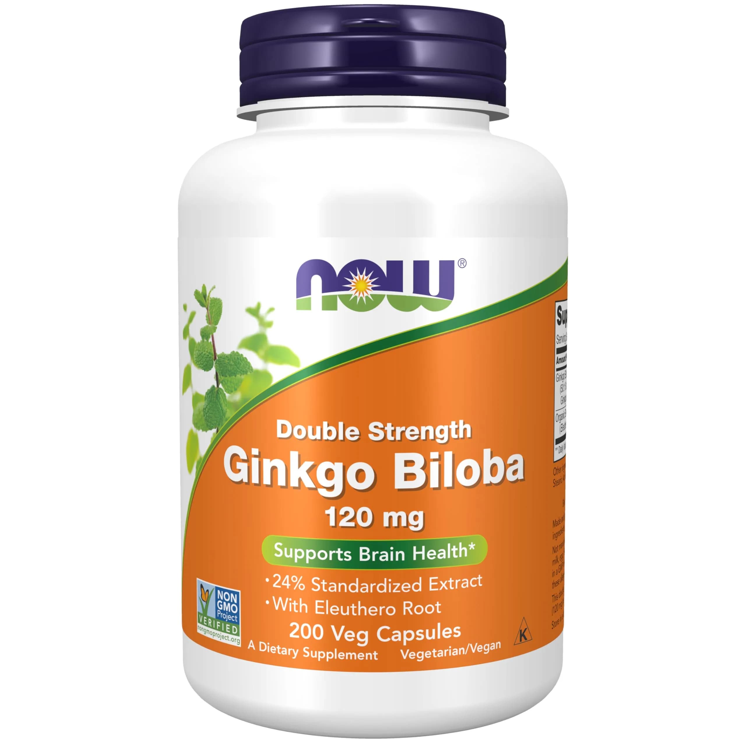 NOW Ginkgo Biloba 120 mg Double Strength | Supports Brain & Memory (70-120 chars) — Light Brown