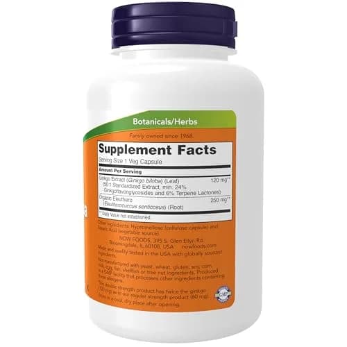 NOW Ginkgo Biloba 120 mg Double Strength | Supports Brain & Memory (70-120 chars) thumbnail 2