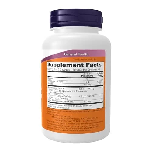NOW Glucosamine & Chondroitin with MSM Veg Caps 90 Count | Joint Health Support thumbnail 2