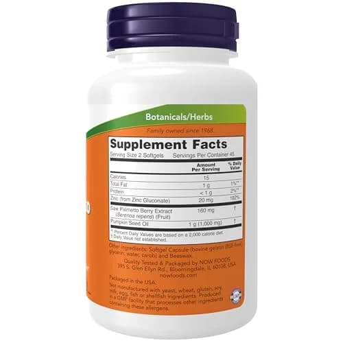 NOW Supplements Saw Palmetto Extract, Pumpkin Seed Oil, Zinc | Supports Prostate & Reproductive Health thumbnail 2