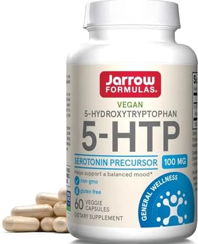 Jarrow Formulas 5-HTP 100 mg Capsules, Serotonin Precursor, 60 Count | Mood Support Supplement thumbnail 1