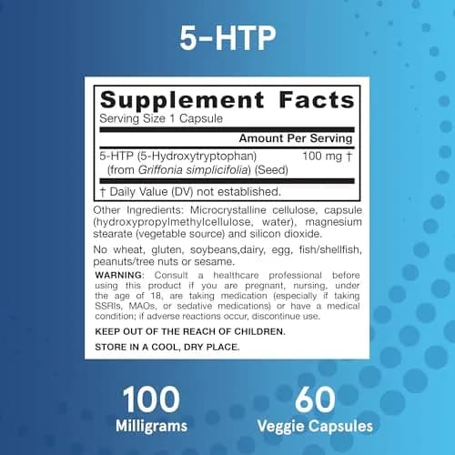 Jarrow Formulas 5-HTP 100 mg Capsules, Serotonin Precursor, 60 Count | Mood Support Supplement thumbnail 6