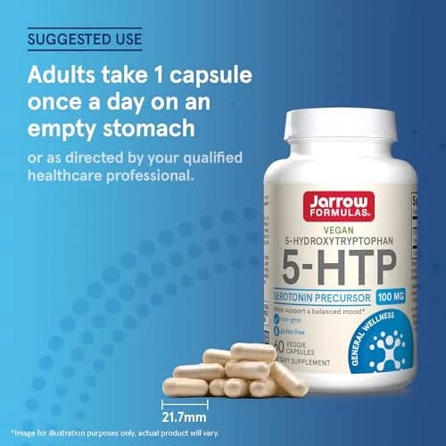 Jarrow Formulas 5-HTP 100 mg Capsules, Serotonin Precursor, 60 Count | Mood Support Supplement thumbnail 7
