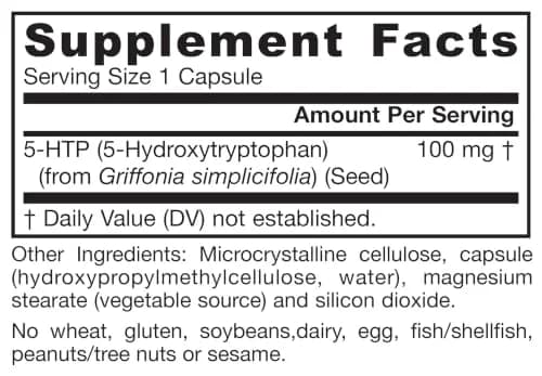 Jarrow Formulas 5-HTP 100 mg Capsules, Serotonin Precursor, 60 Count | Mood Support Supplement thumbnail 9