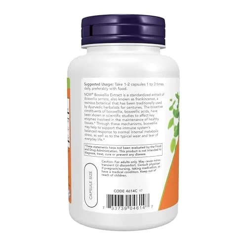 NOW Foods Boswellia Extract 250 mg with Turmeric Root Extract 120 Veg Capsules | Balanced Immune Response thumbnail 3