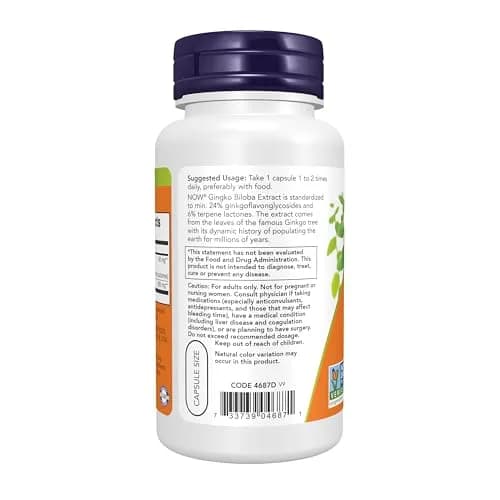 NOW Ginkgo Biloba 60 mg | Supports Brain Health & Free Radical Scavenging (70-120 chars) thumbnail 3