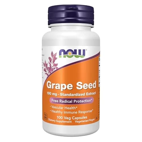 NOW Foods Grape Seed Extract 100 mg Veg Capsules (100 Count) | Standardized OPCs for Vascular Health thumbnail 1