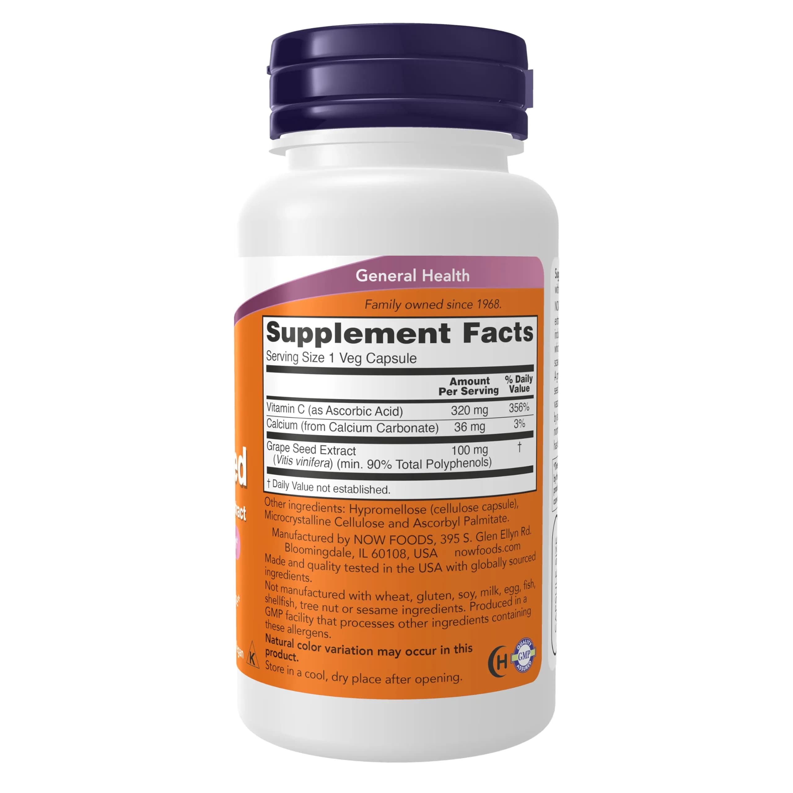 NOW Foods Grape Seed Extract 100 mg Veg Capsules (100 Count) | Standardized OPCs for Vascular Health - view 2