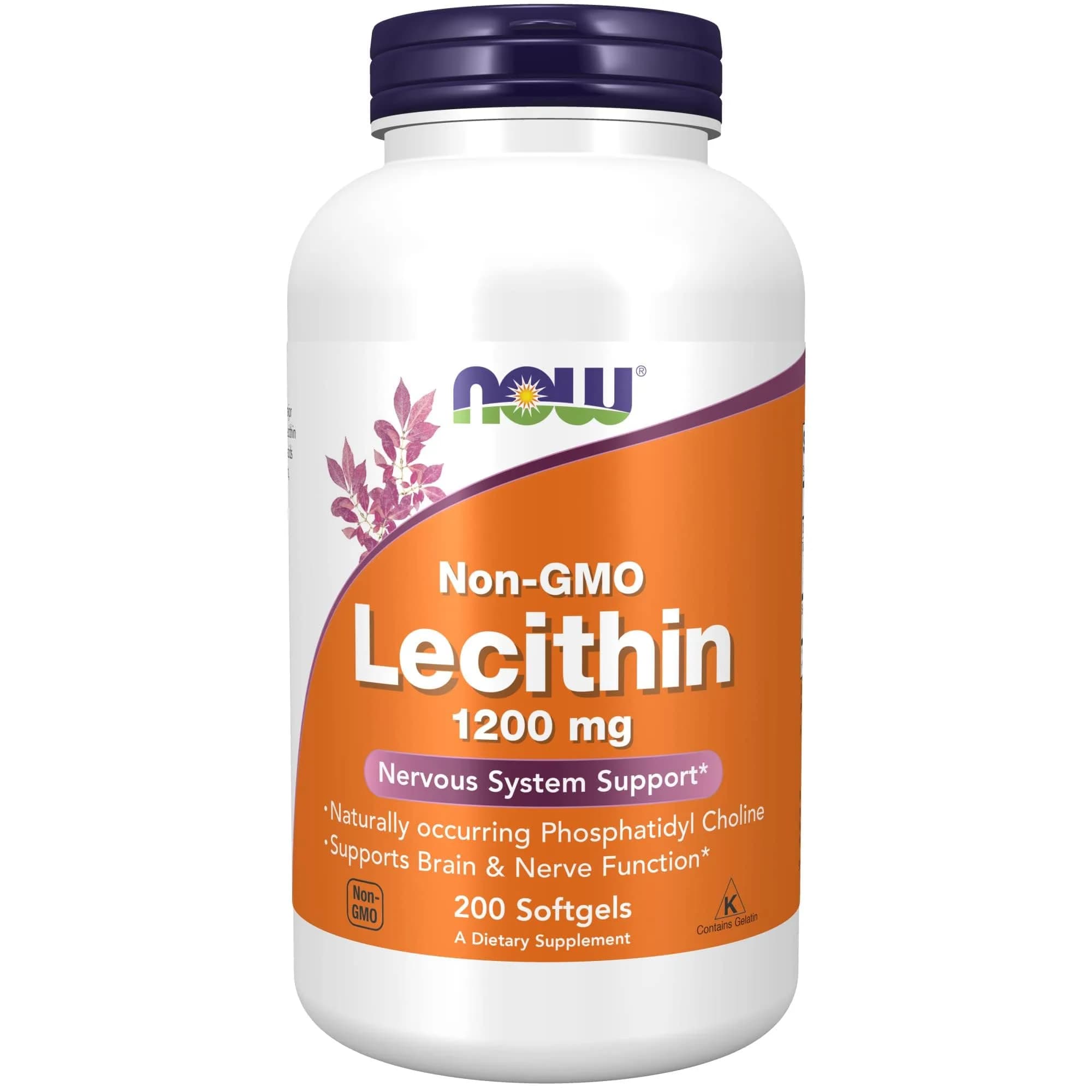 NOW Foods Lecithin 1200 mg Softgels (200 Count, 3.6g/serving) | Supports Brain & Nerve Function - main product image