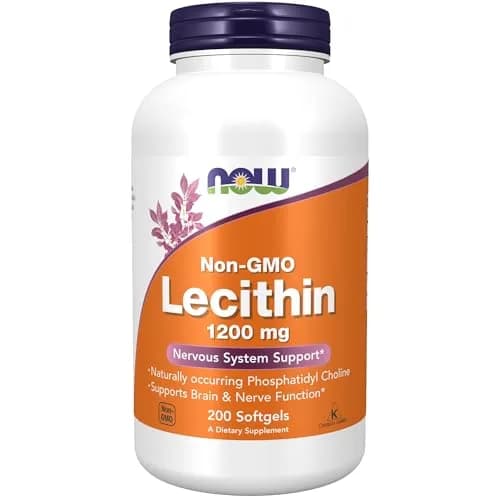 NOW Foods Lecithin 1200 mg Softgels (200 Count, 3.6g/serving) | Supports Brain & Nerve Function thumbnail 1