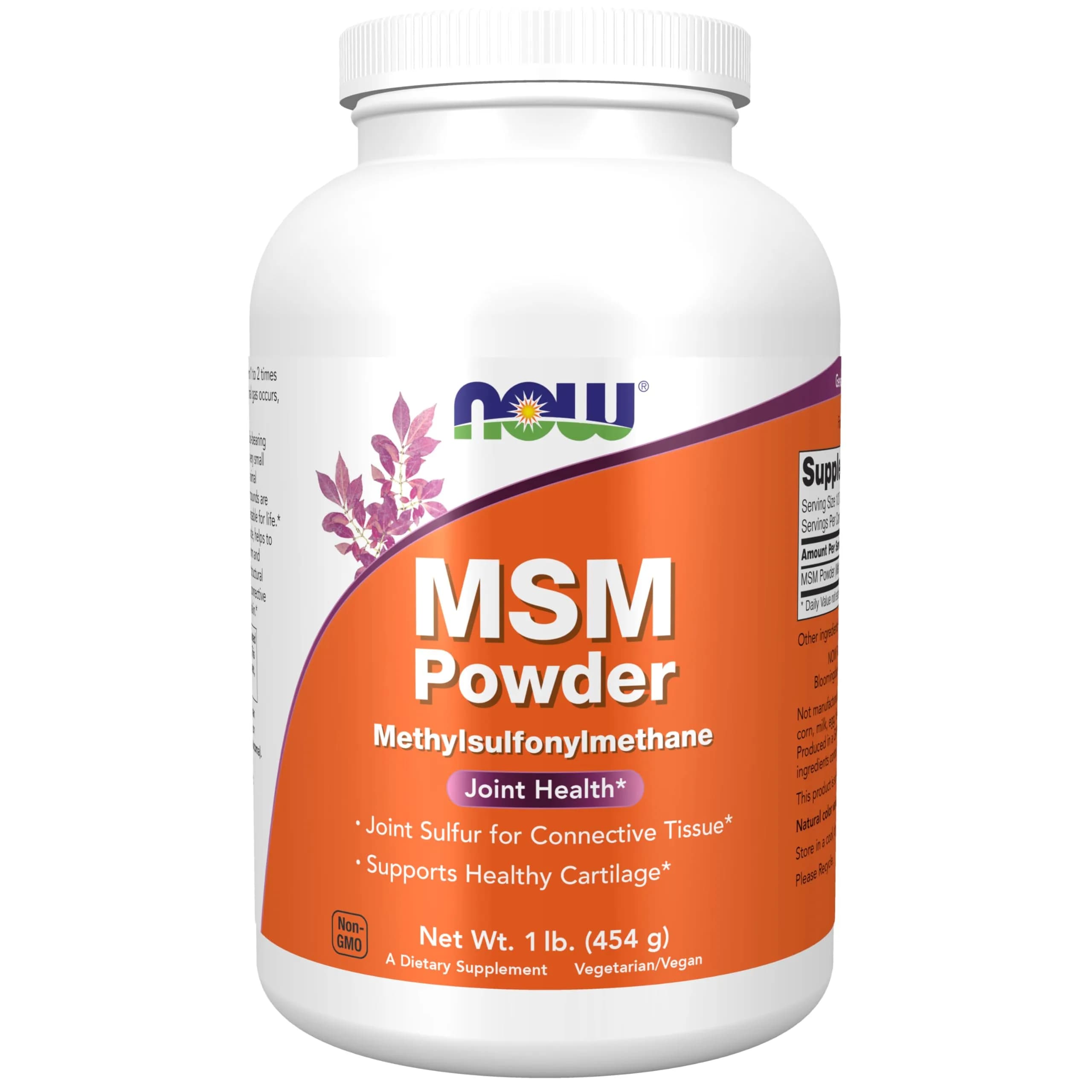 NOW Foods MSM Powder 1 lb (454 g) | Supports Joint Health & Connective Tissue - main product image