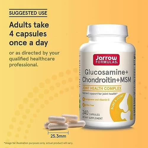 Jarrow Glucosamine, Chondroitin & MSM | 240 Capsules for Joint Support with Vitamin C thumbnail 6