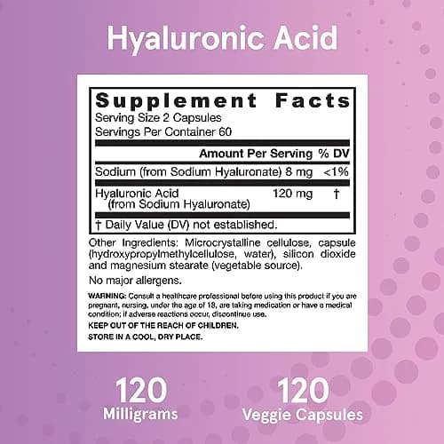 Jarrow Formulas Hyaluronic Acid 120 mg, 120 Veggie Capsules | Skin Hydration Support thumbnail 6
