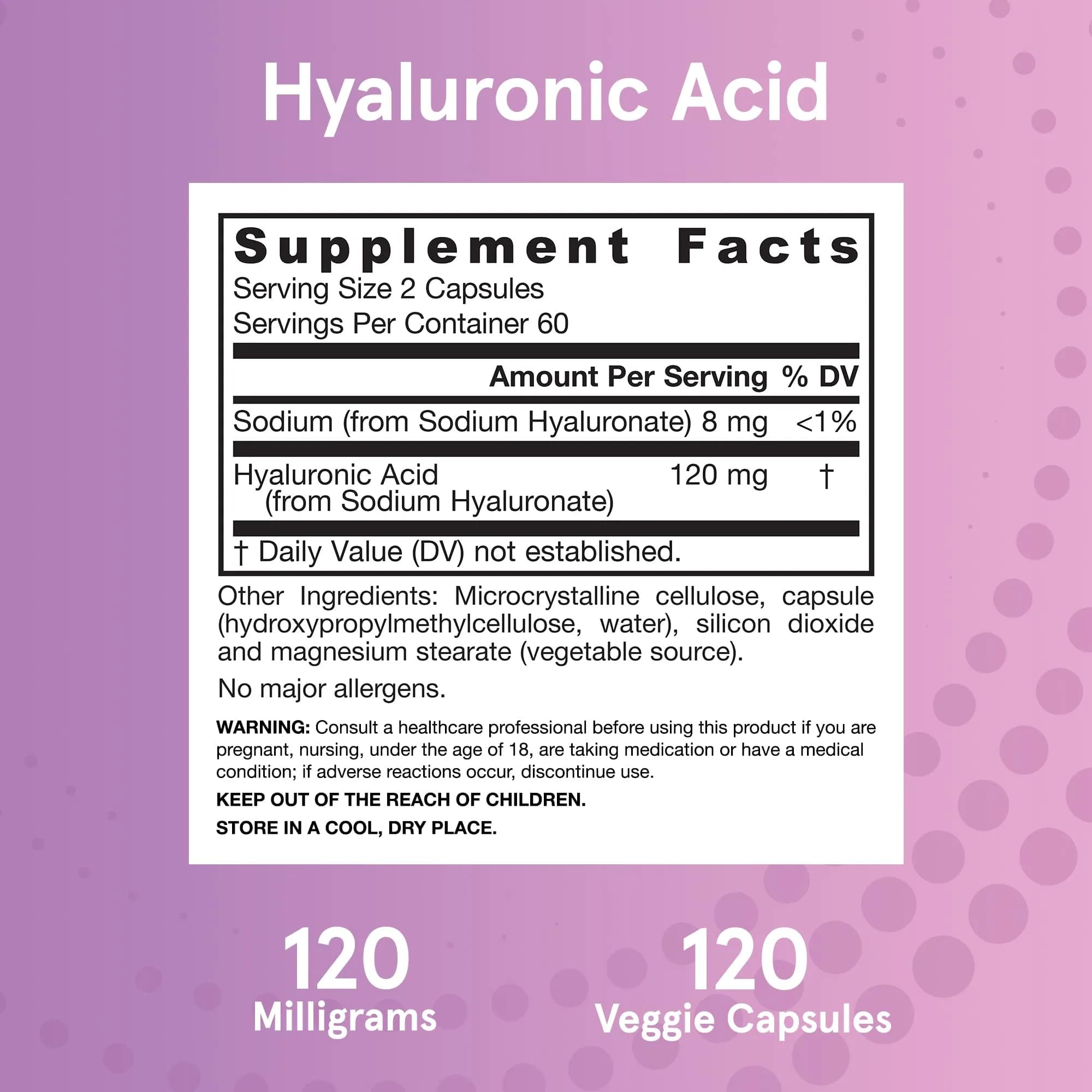 Jarrow Formulas Hyaluronic Acid 120 mg, 120 Veggie Capsules | Skin Hydration Support - view 6