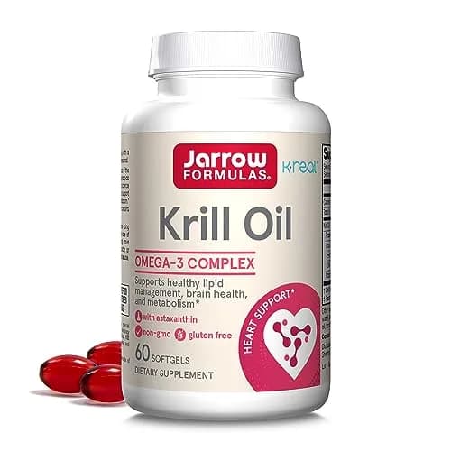 Jarrow Formulas Krill Oil 1200mg Softgels (60 Count) | Phospholipid Omega-3 with Astaxanthin for Brain & Heart Health thumbnail 1