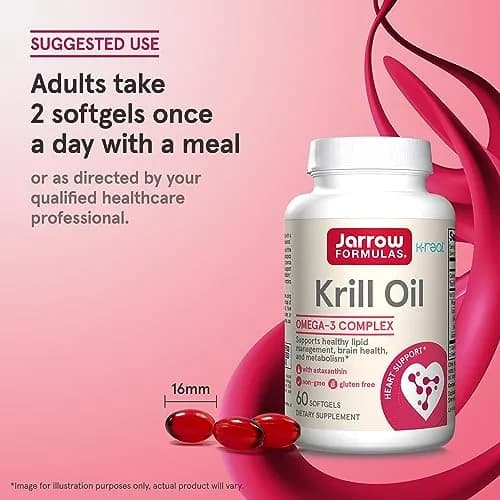Jarrow Formulas Krill Oil 1200mg Softgels (60 Count) | Phospholipid Omega-3 with Astaxanthin for Brain & Heart Health thumbnail 7
