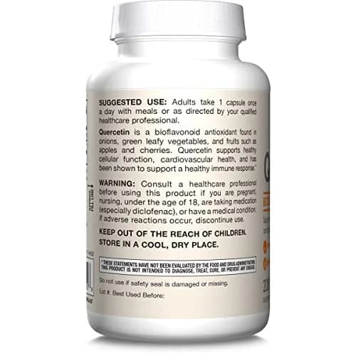 Jarrow Formulas Quercetin 500mg Capsules for Cardiovascular & Immune Health, 200 Count (90.7g) thumbnail 6