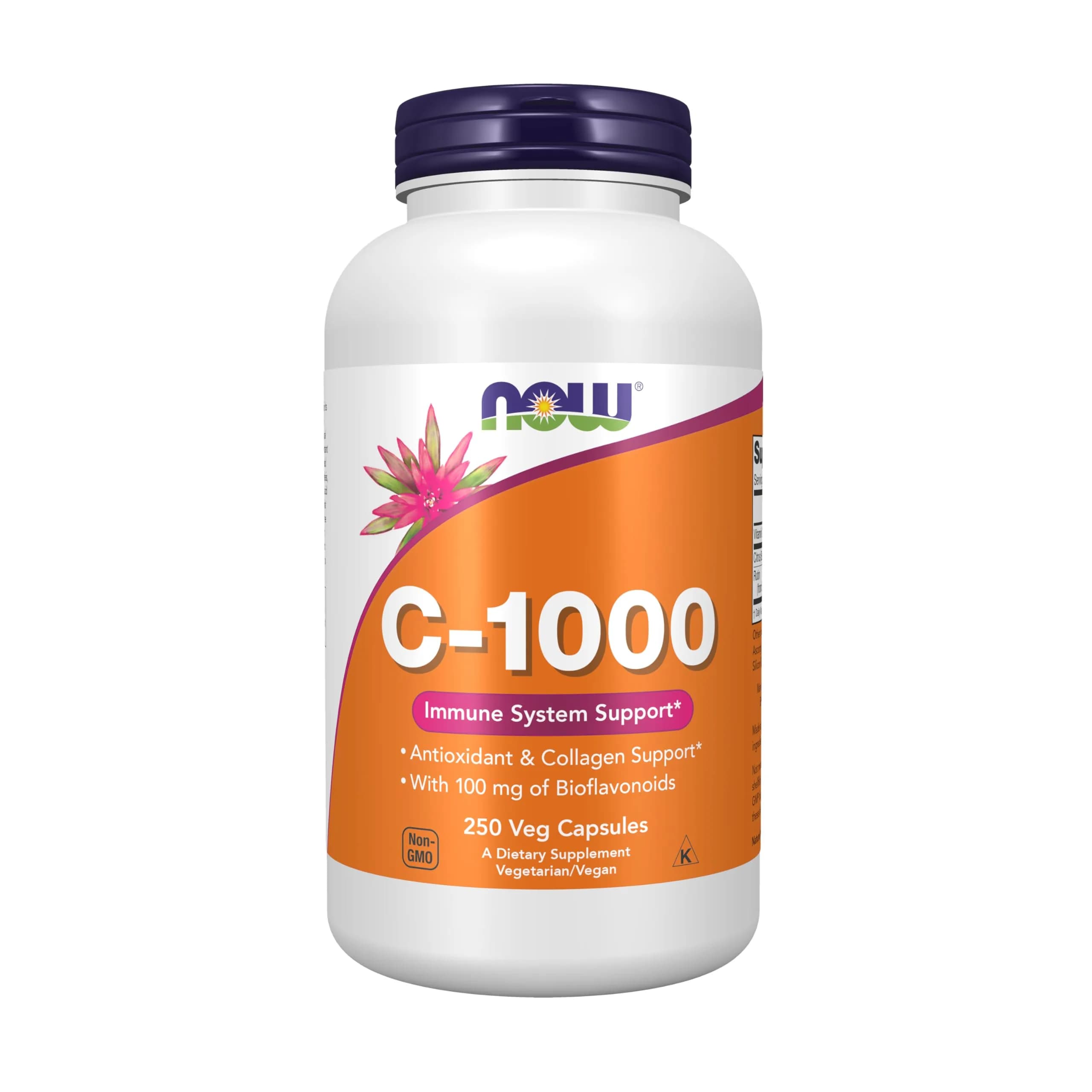 NOW Vitamin C-1,000 with Bioflavonoids 250 Veg Caps | Supports Immunity & Antioxidants — Tan