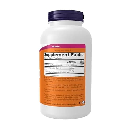 NOW Vitamin C-1,000 with Bioflavonoids 250 Veg Caps | Supports Immunity & Antioxidants thumbnail 2