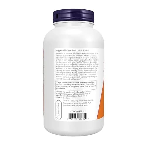 NOW Vitamin C-1,000 with Bioflavonoids 250 Veg Caps | Supports Immunity & Antioxidants thumbnail 3