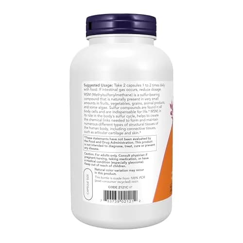 NOW Supplements MSM 1,000 mg Joint Health 240 Veg Caps | Supports Cartilage & Connective Tissue thumbnail 3