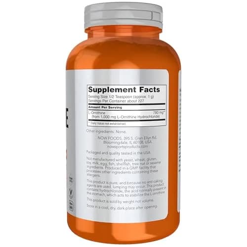 NOW L-Ornithine Powder 227g (8 oz) | Supports Protein Metabolism & Urea Detox thumbnail 2