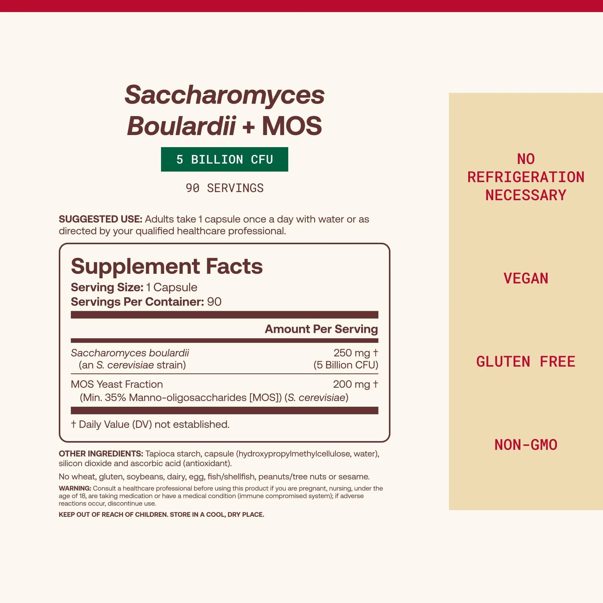 Jarrow Formulas Saccharomyces Boulardii + MOS Probiotic 5 Billion CFU 90 Delayed Release Caps | Digestive Health Support - view 4