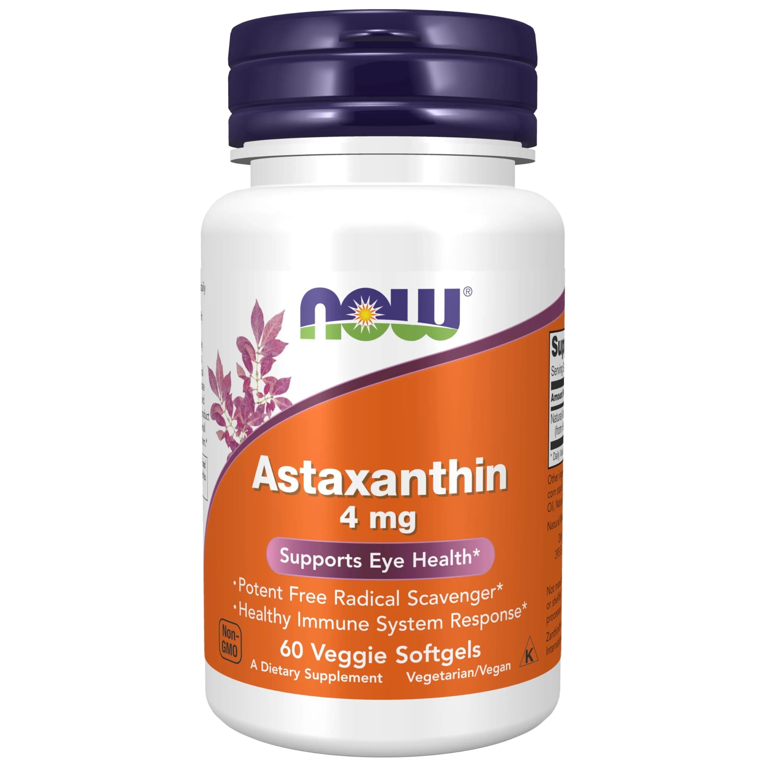 NOW Foods Astaxanthin 4 mg Veg Softgels 60 Count (60 Count) | Supports Eye Health & Immune Response - main product image