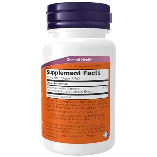 NOW Foods Astaxanthin 4 mg Veg Softgels 60 Count (60 Count) | Supports Eye Health & Immune Response thumbnail 2