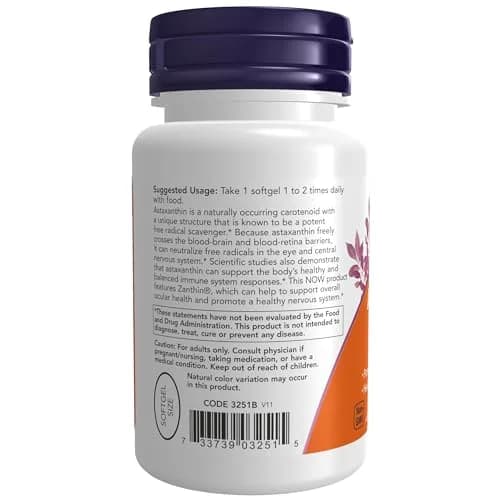 NOW Foods Astaxanthin 4 mg Veg Softgels 60 Count (60 Count) | Supports Eye Health & Immune Response thumbnail 3