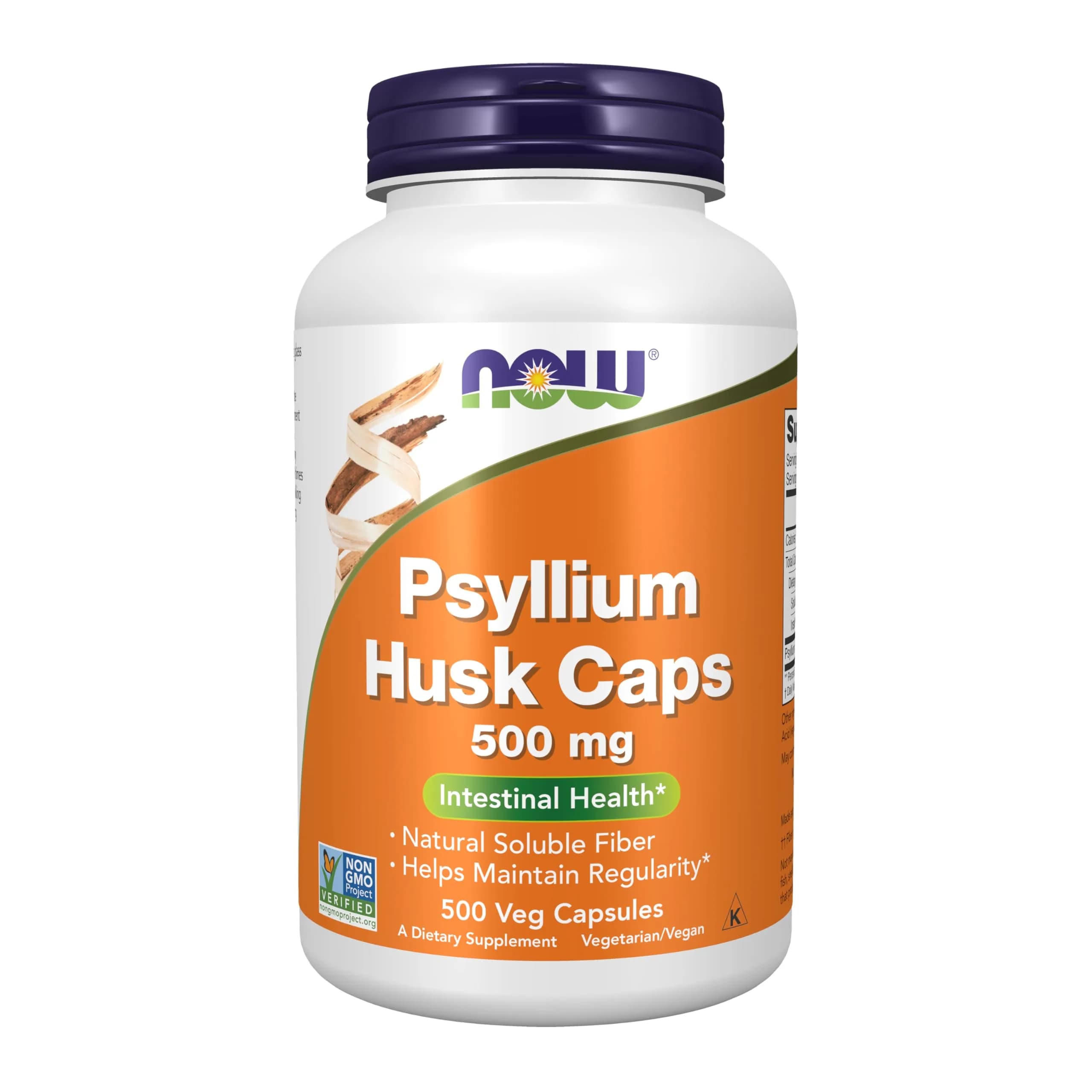 NOW Foods Psyllium Husk Caps 500 mg 500 Veg Capsules | Natural Soluble Fiber for Intestinal Health - main product image