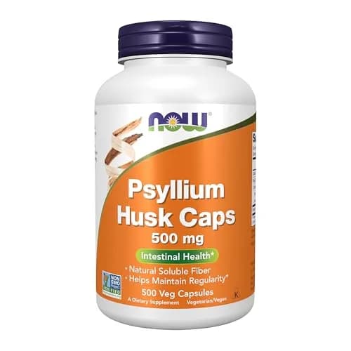 NOW Foods Psyllium Husk Caps 500 mg 500 Veg Capsules | Natural Soluble Fiber for Intestinal Health thumbnail 1